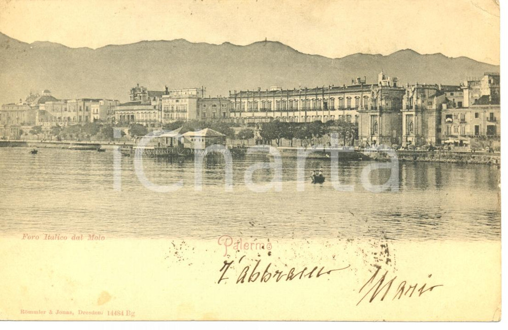 Cartolina originale da collezione 1902 PALERMO Foro ITALICO dal MOLO Cartolina FP VG 1