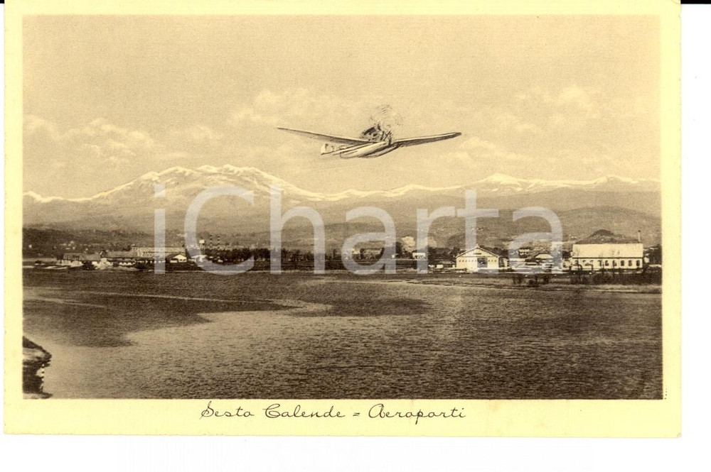 Cartolina originale da collezione 1940 circa SESTO CALENDE VA Aeroporto Cartolina FP NV 1
