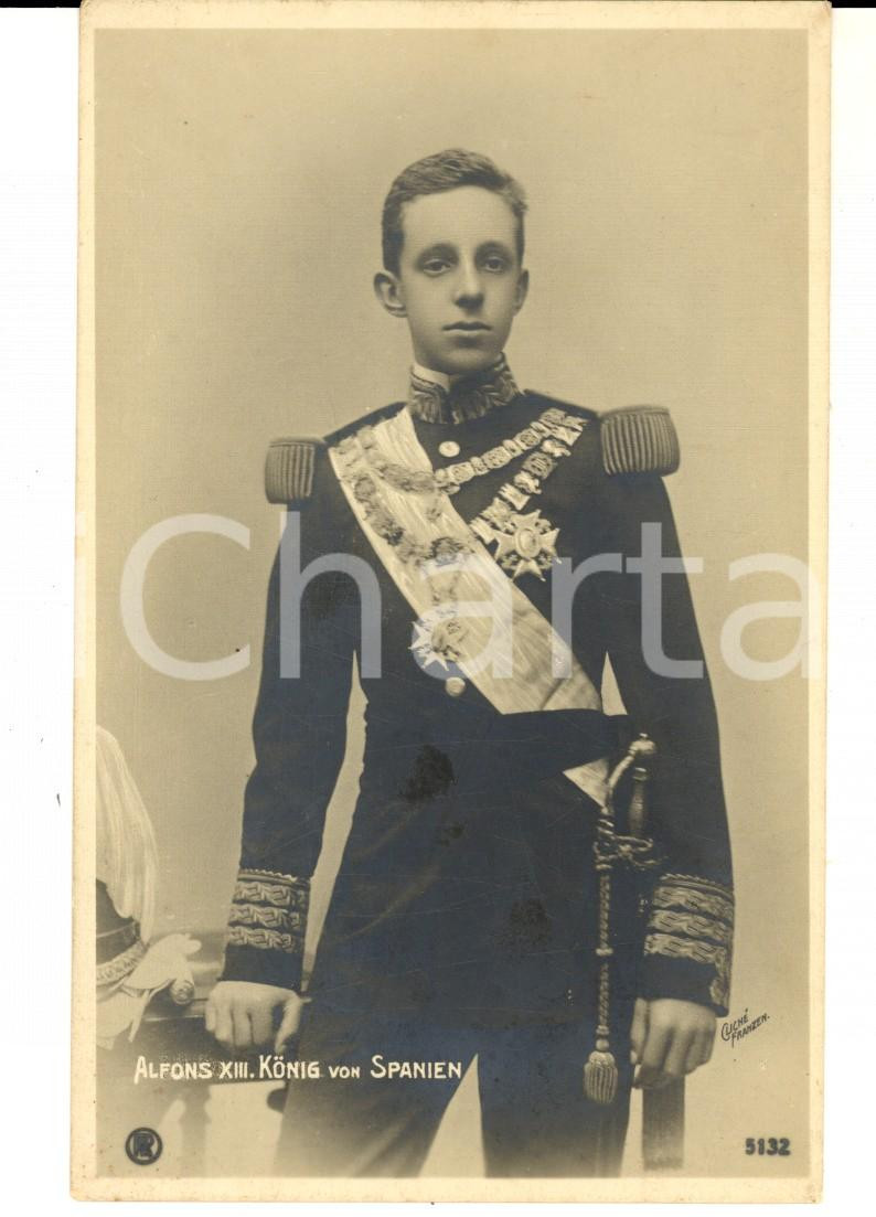 Cartolina originale da collezione 1920 ca Ritratto di ALFONSO XIII re di Spagna adolescente *Cartolina FP NV 1