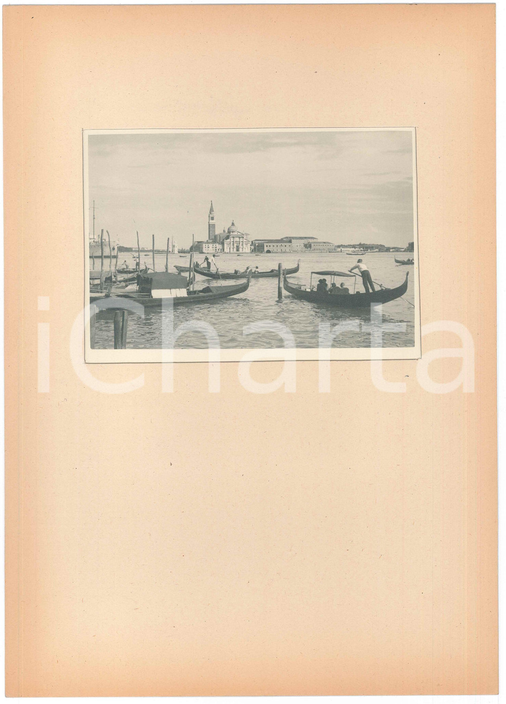 Fotografia d epoca originale 1935 VENEZIA Gondole sul Canal Grande  Foto ARTISTICA con passepartout 24x34 1