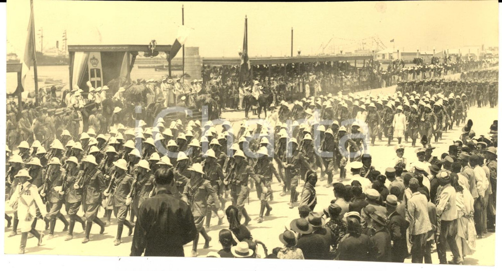 Fotografia d epoca originale 1936 TRIPOLI LIBIA ? Sfilata truppe per Festa dello STATUTO Fotografia 1