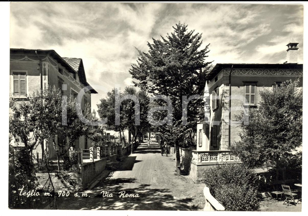 Cartolina originale da collezione 1950 TEGLIO (SO) Veduta di via ROMA *Cartolina ANIMATA FG VG 1