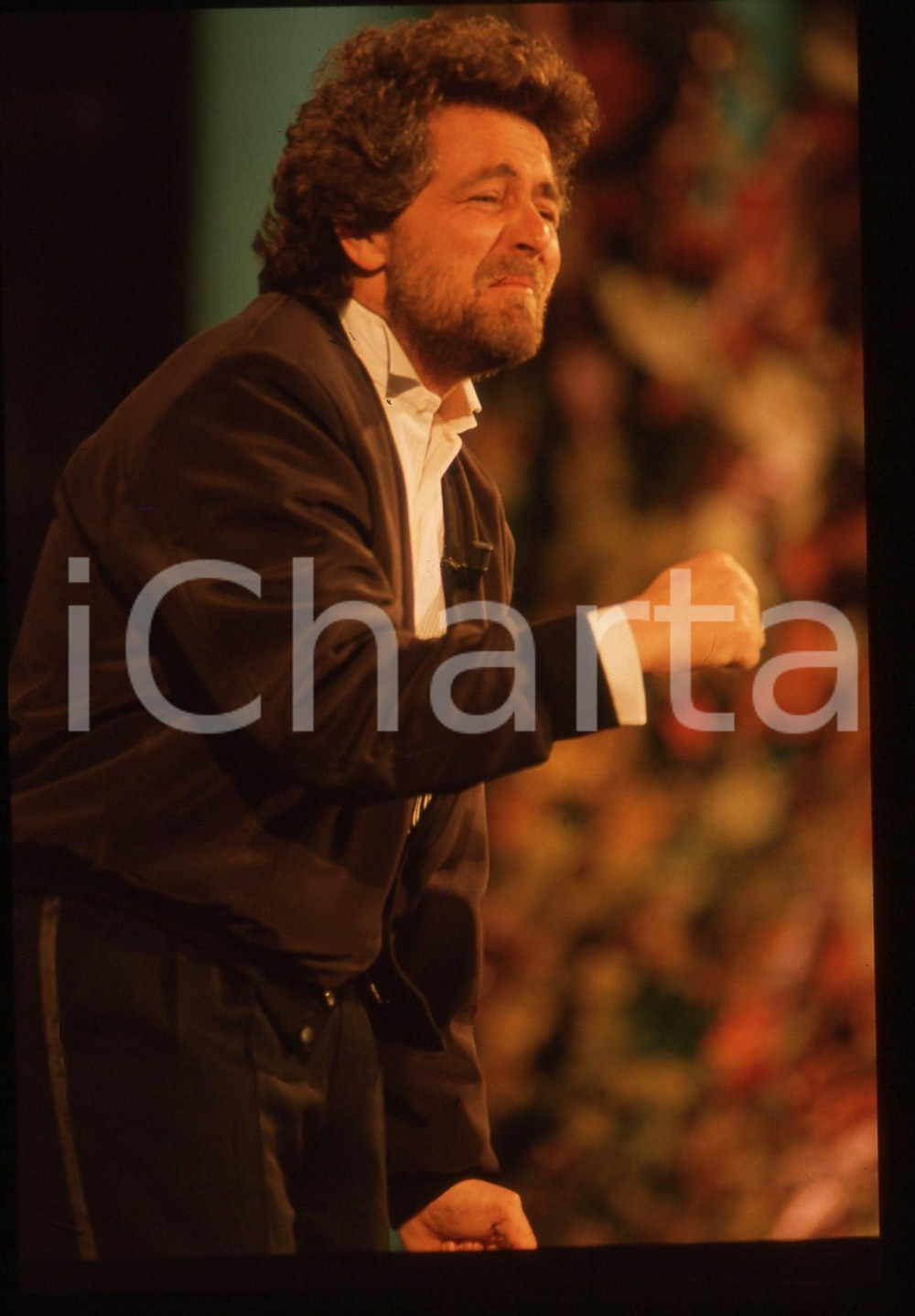 35mm vintage slide* 1988 FESTIVAL DI SANREMO Beppe GRILLO in scena RAI UNO (16)