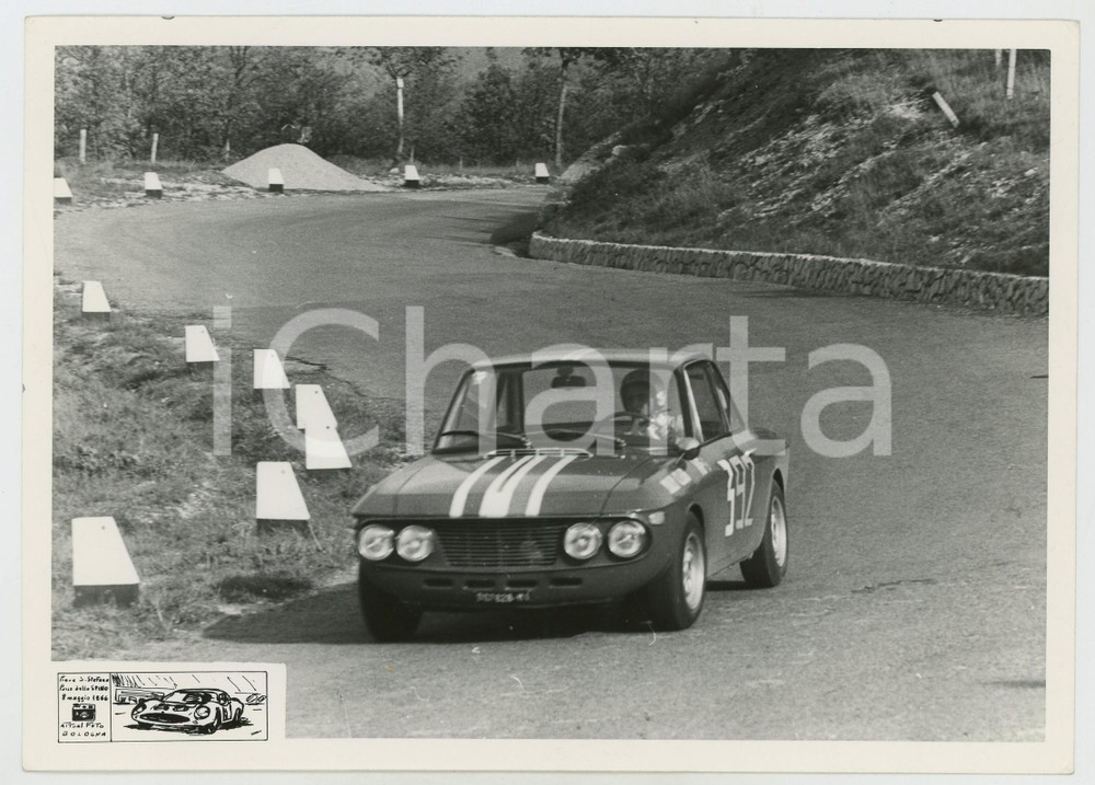 Fotografia d epoca originale 1966 PIEVE SANTO STEFANO Passo Spino LANCIA Fulvia coupé RALLY AUTOMOBILISMO 1
