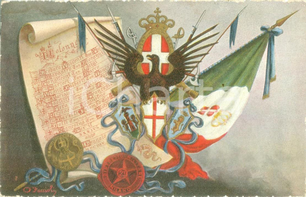 Cartolina originale da collezione 1900 ca MILANO 23Â° Distretto Militare  Illustratore FARCIOLI Cartolina FP NV 1