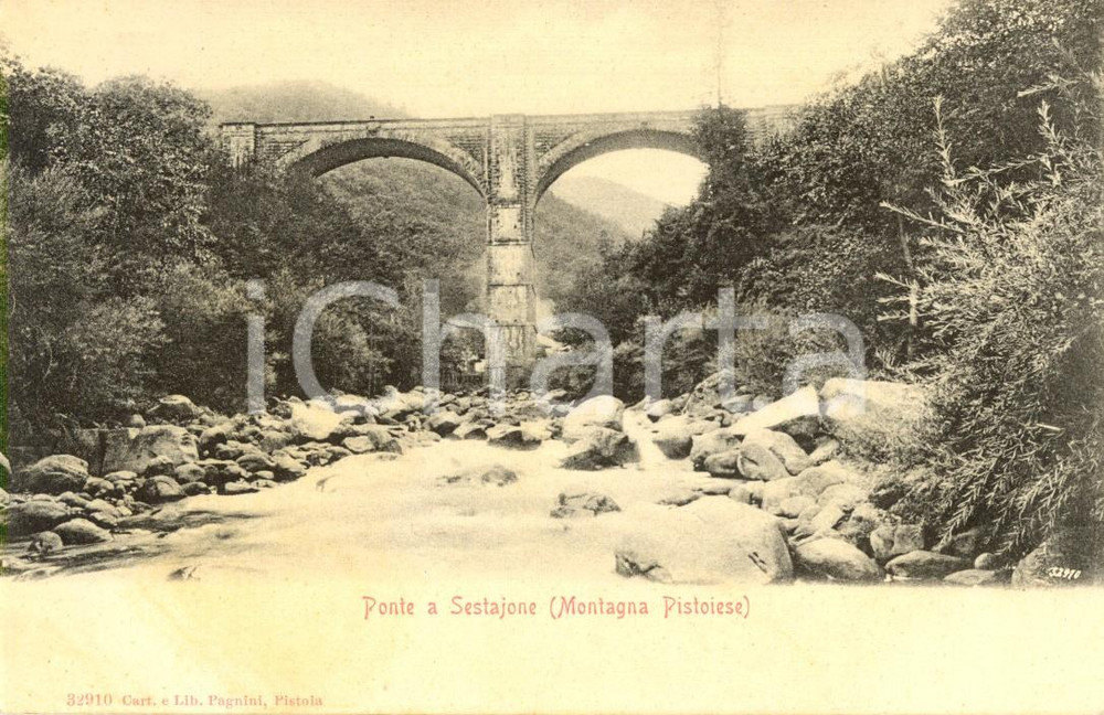 Cartolina originale da collezione 1900 ca CUTIGLIANO (PT) Ponte su torrente SESTAIONE *Cartolina postale FP NV 1