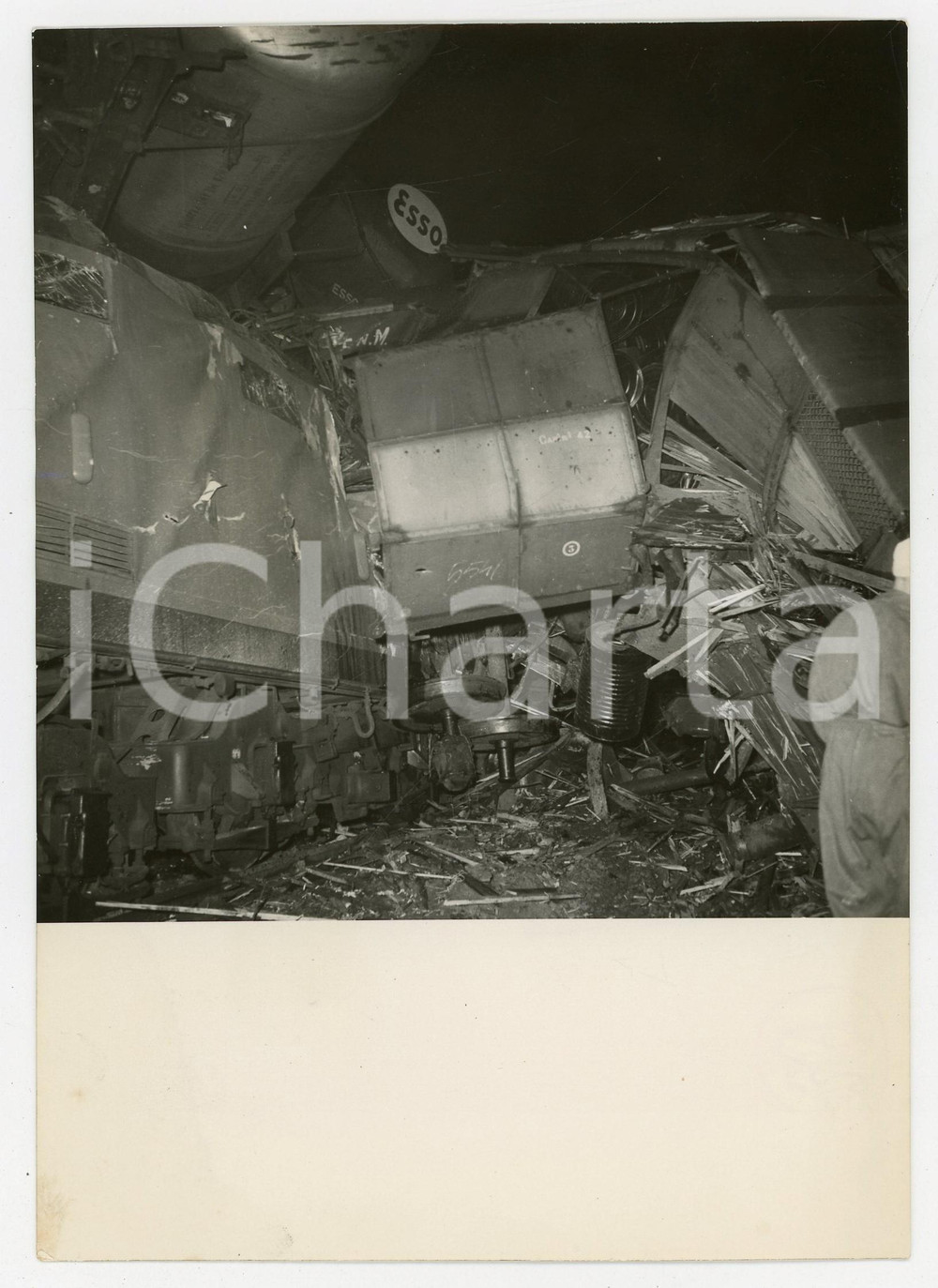 1953 FILATTIERA (MS) Scontro ferroviario - I due locomotori distrutti *Foto13x18