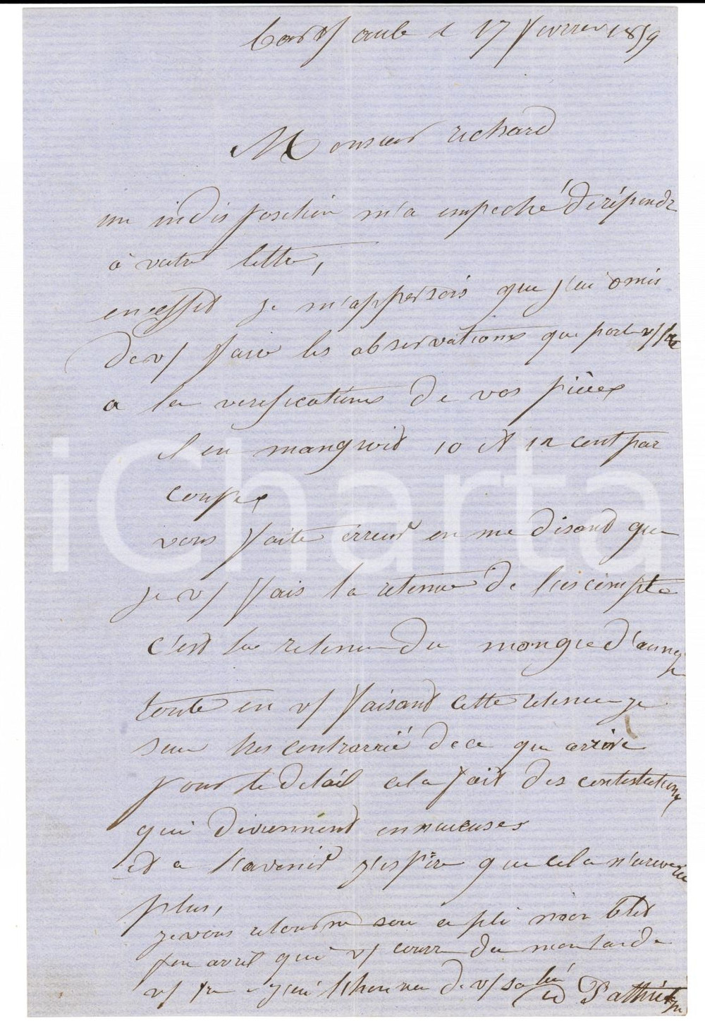 Documento originale, autentico 1859 BAR-SUR-AUBE (F) Magasins PATHIOT nouveautés pour hommes *Lettre 1