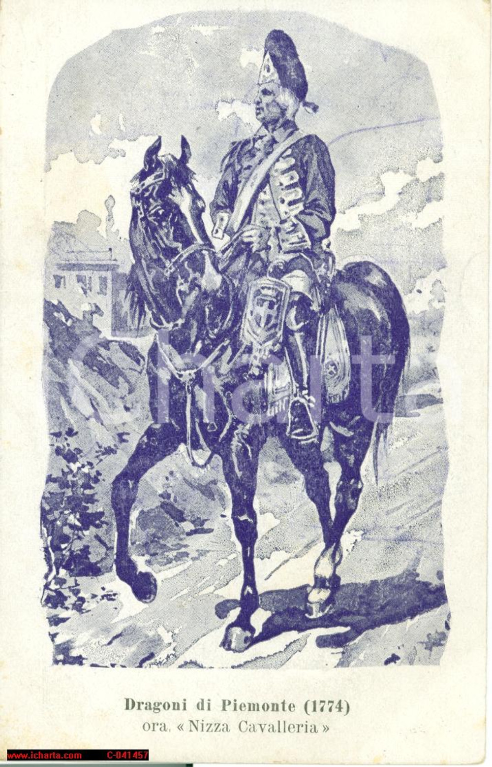 Cartolina originale da collezione 1910 ca Dragoni di PIEMONTE Reggimento NIZZA CAVALLERIA 1