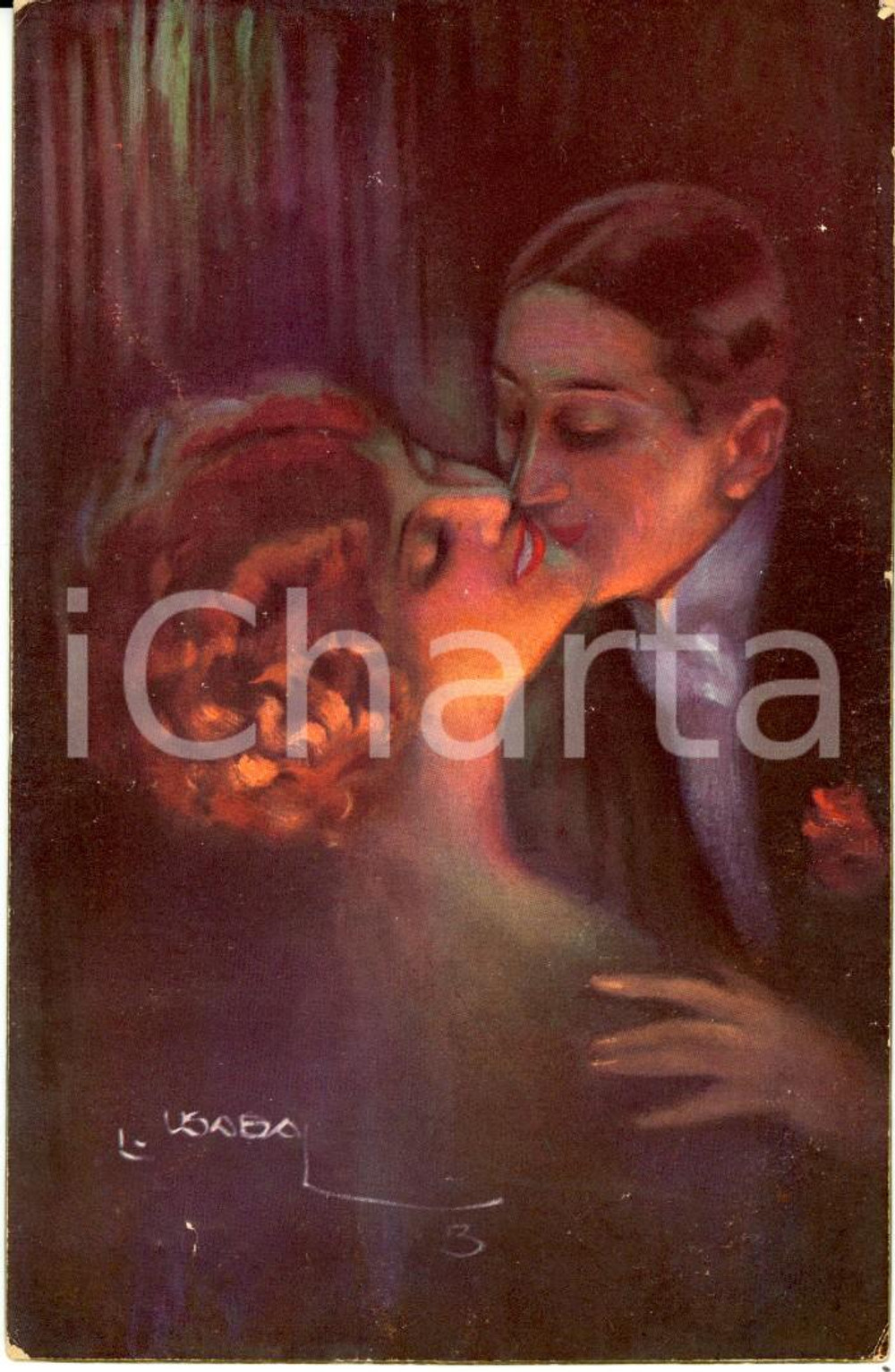 Cartolina originale da collezione 1920 ca I due amanti Ill. E. USABAL *Cartolina postale ILLUSTRATA FP NV 1