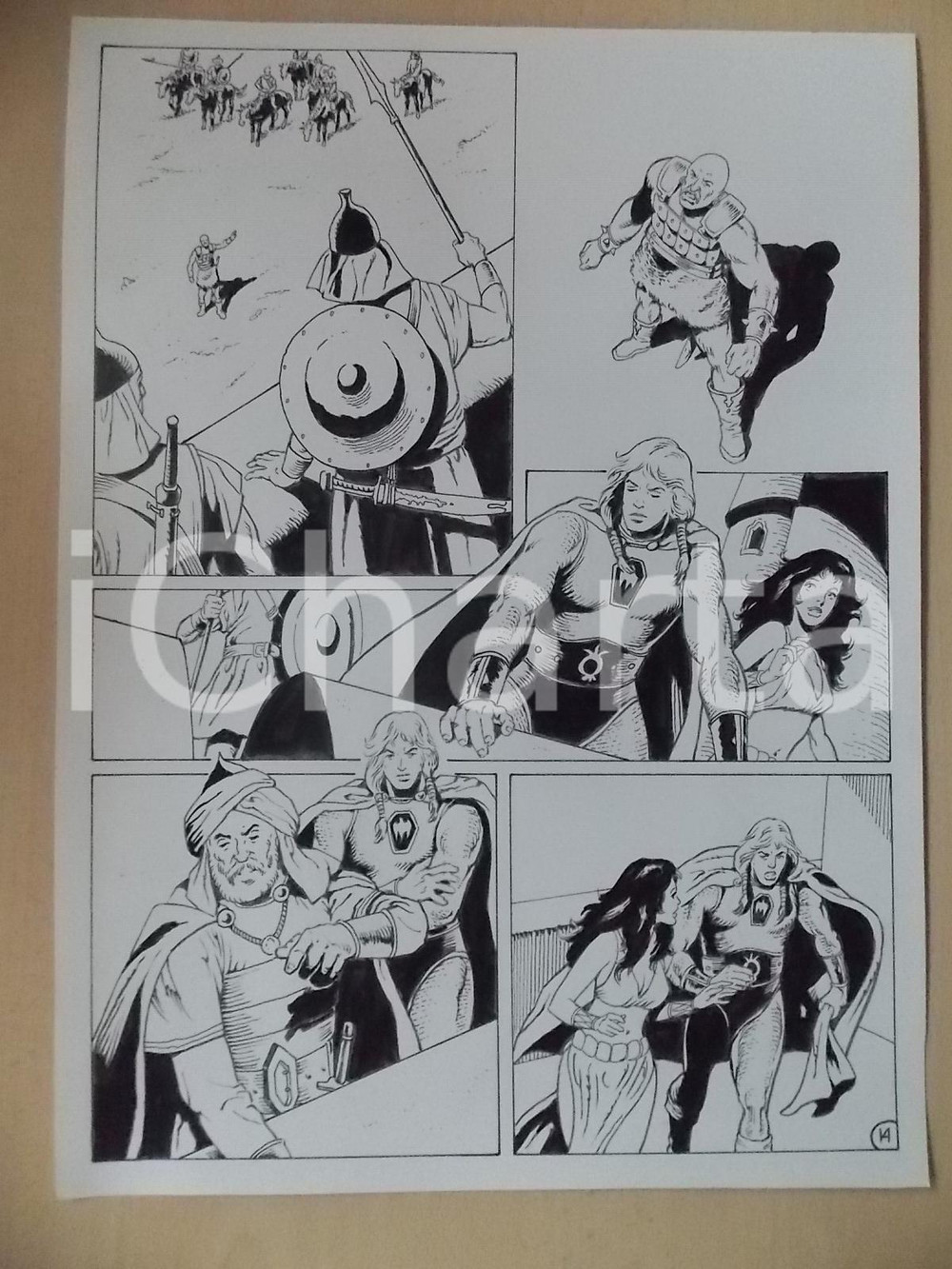 Opera d’arte autentica 1975 ca LUBE Luciano Bernasconi KABUR sfidato a duello da barbaro Tavola 1