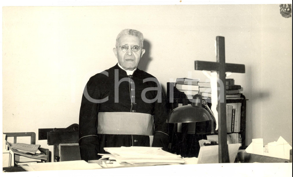 Fotografia d epoca originale 1959 ROMA Ritratto card. Domenico TARDINI nel suo studio  Fotografia 25x15 1