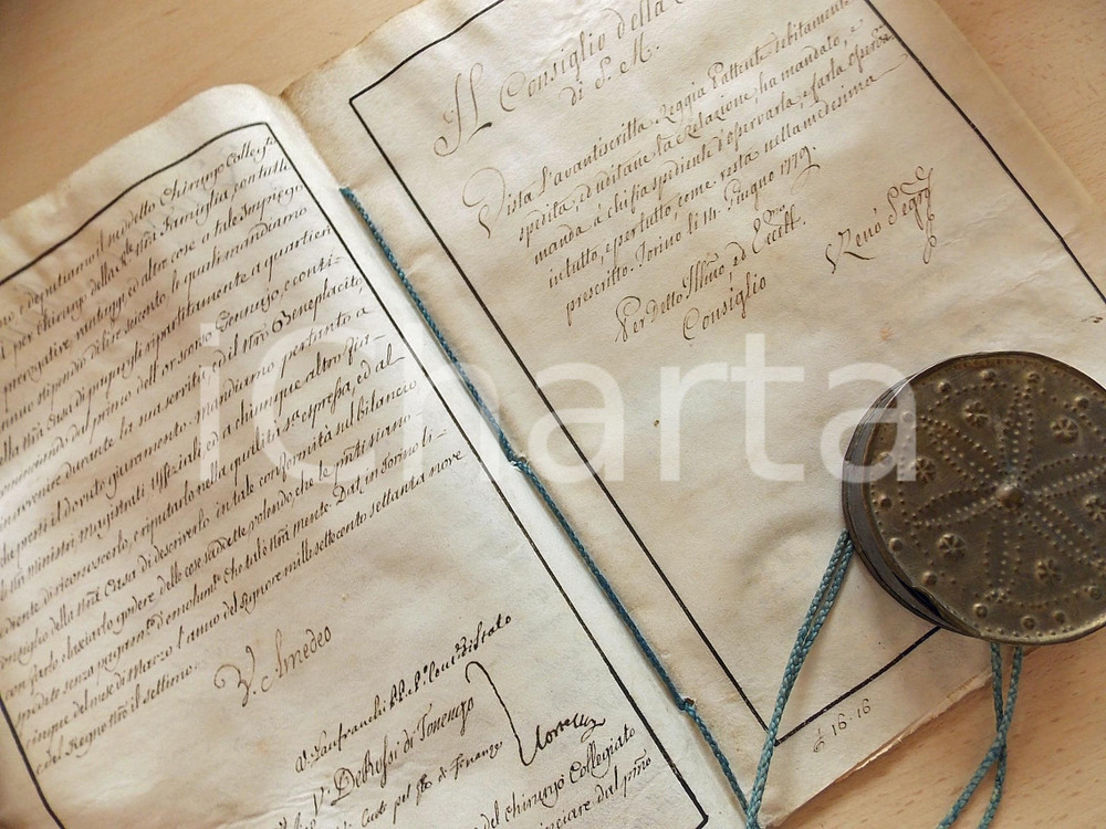 Documento originale, autentico 1779 Giuseppe BUZZANI Chirurgo Decreto con autografo VITTORIO AMEDEO DI SAVOIA 1