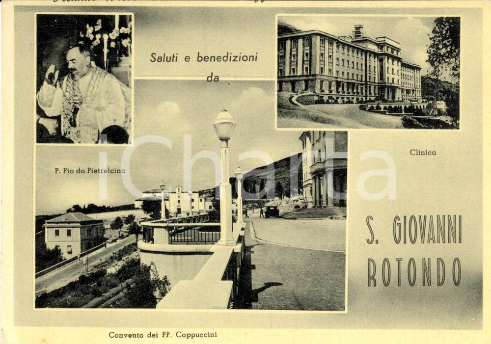 Cartolina originale da collezione 1955 SAN GIOVANNI ROTONDO Benedizioni da PADRE PIO FG 1