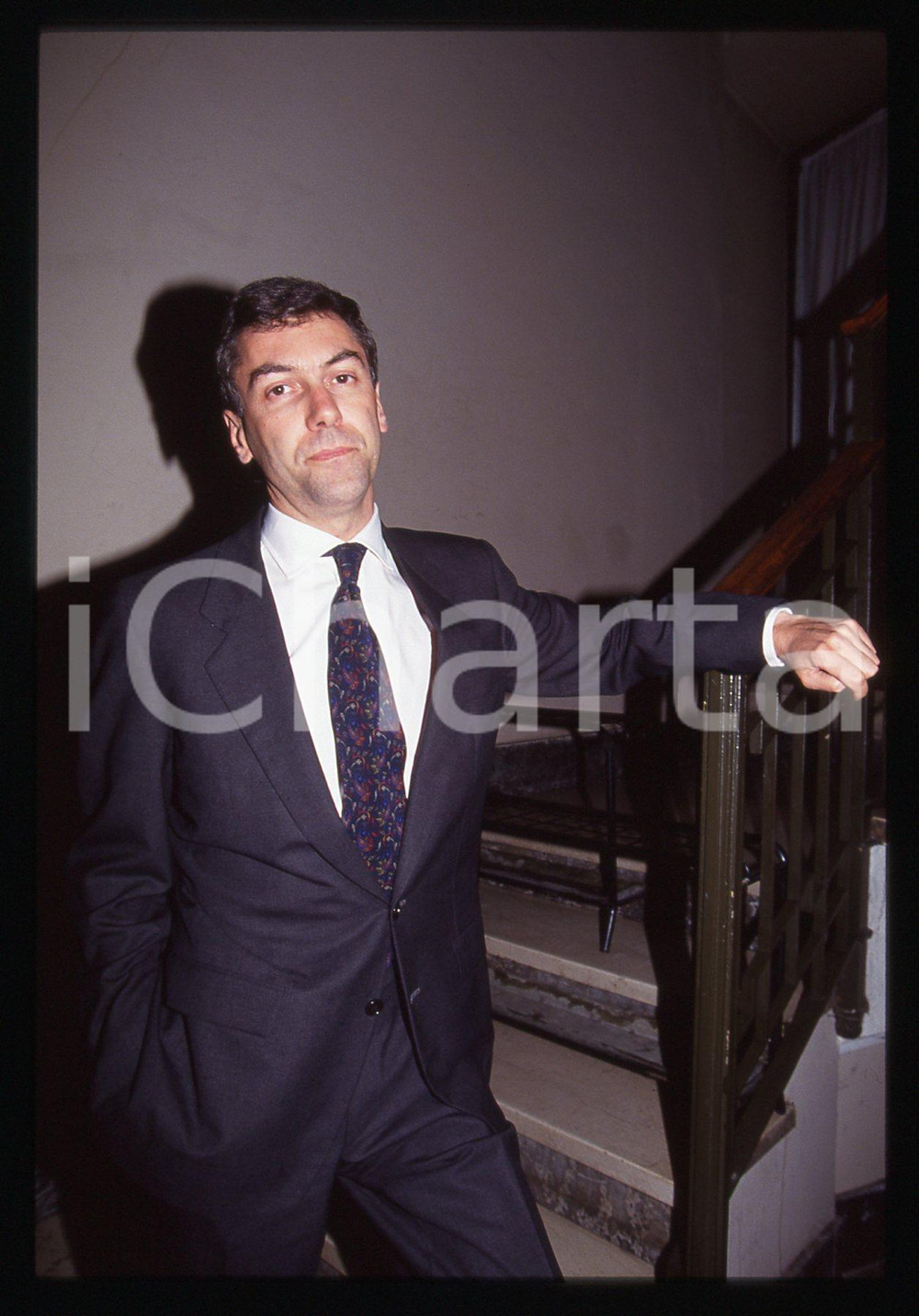 Fotografia d epoca originale 35mm vintage slide 1995 ca MILANO Gianni BARBACETTO Ritratto del giornalista 6 1
