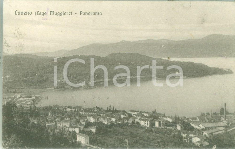 Cartolina originale da collezione 1913 LAVENO MOMBELLO VA Panorama con Lago Maggiore Cartolina FP VG 1