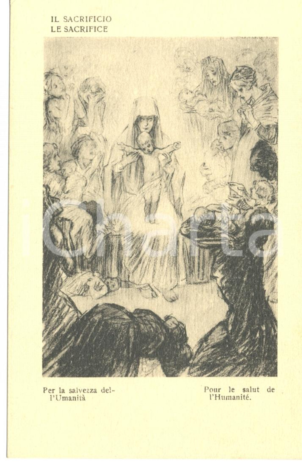 Cartolina originale da collezione 1917 WW1 SATIRA DI GUERRA Il SACRIFICIO *Cartolina FP NV 1