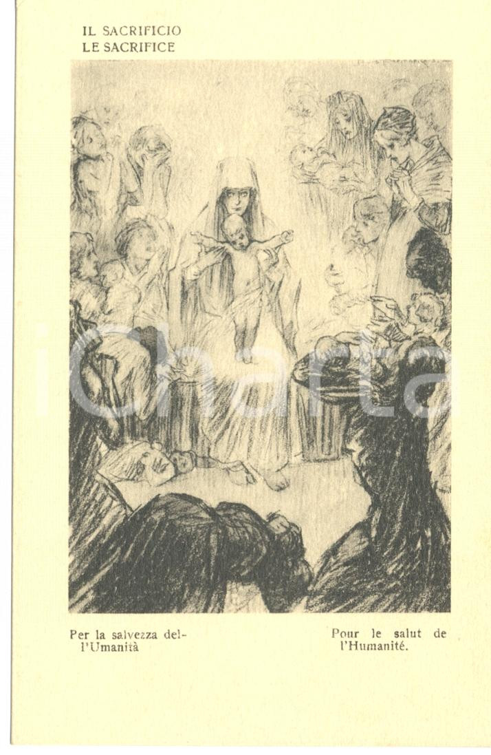 Cartolina originale da collezione 1917 WW1 SATIRA DI GUERRA Il SACRIFICIO Cartolina FP NV 1