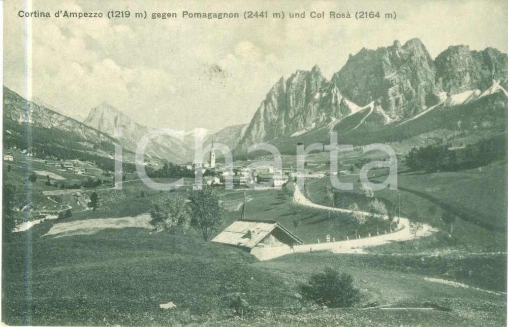 Cartolina originale da collezione 1930 ca CORTINA D AMPEZZO BL Panorama con il POMAGAGNON Cartolina FP NV 1