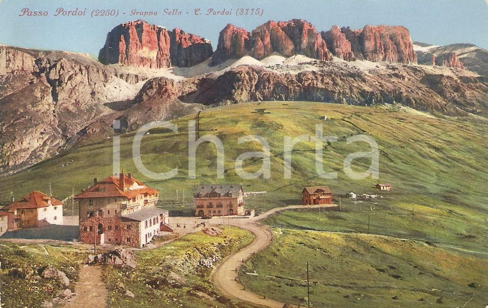 Cartolina originale da collezione 1935 ca PASSO PORDOI TN Panorama con Cima Pordoi GRUPPO SELLA Cartolina FP NV 1