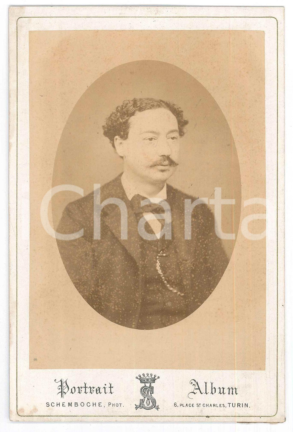 Fotografia d epoca originale 1870 ca TORINO Ritratto maschile   Busto Foto SCHEMBOCHE 11x16 cm 1