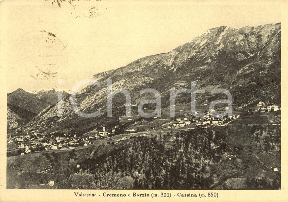 Cartolina originale da collezione 1951 VALSASSINA (LC) Panorama paesi CREMENO BARZIO e CASSINA  *Cartolina FG VG 1