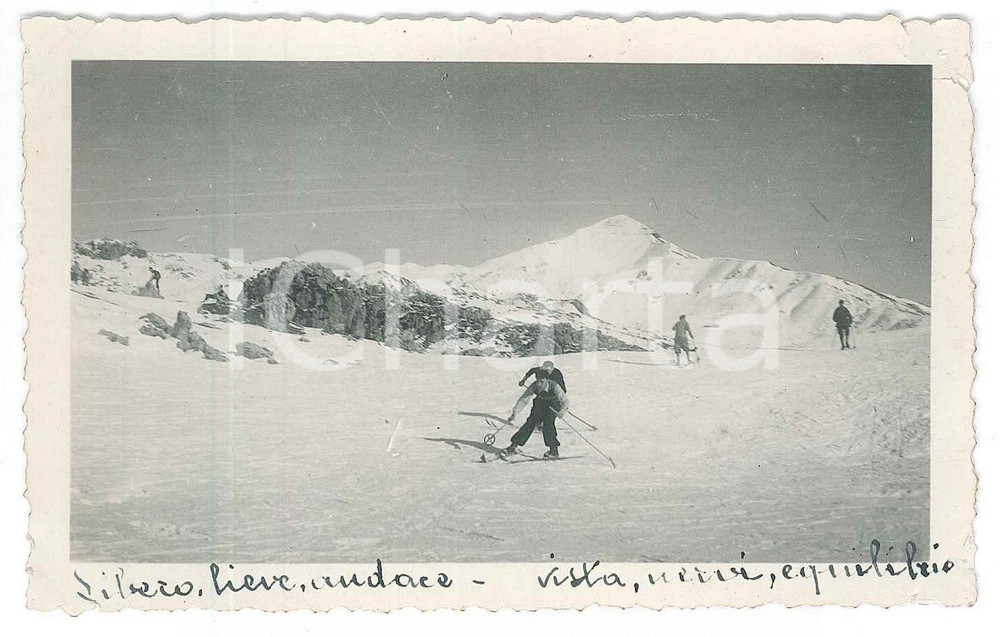 Fotografia d epoca originale 1935 ca PREALPI ? Gara di sci tra amici  Foto 11x7 cm 1