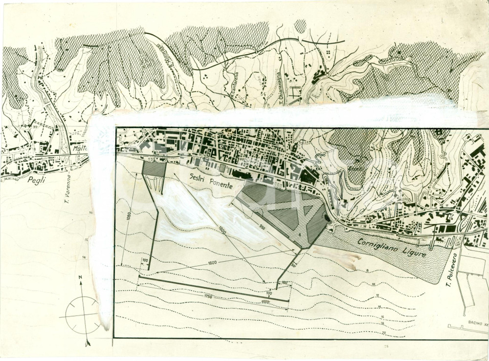 Fotografia d epoca originale 1937 GENOVA Il nuovo aeroporto di CORNIGLIANO FOTOGRAFIA COEVA del progetto 1