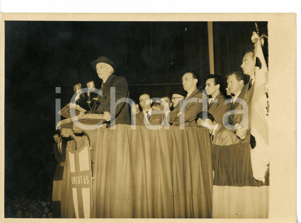 1960 ca TORINO - DC Antonio SEGNI durante comizio elettorale - Foto 18x13 cm
