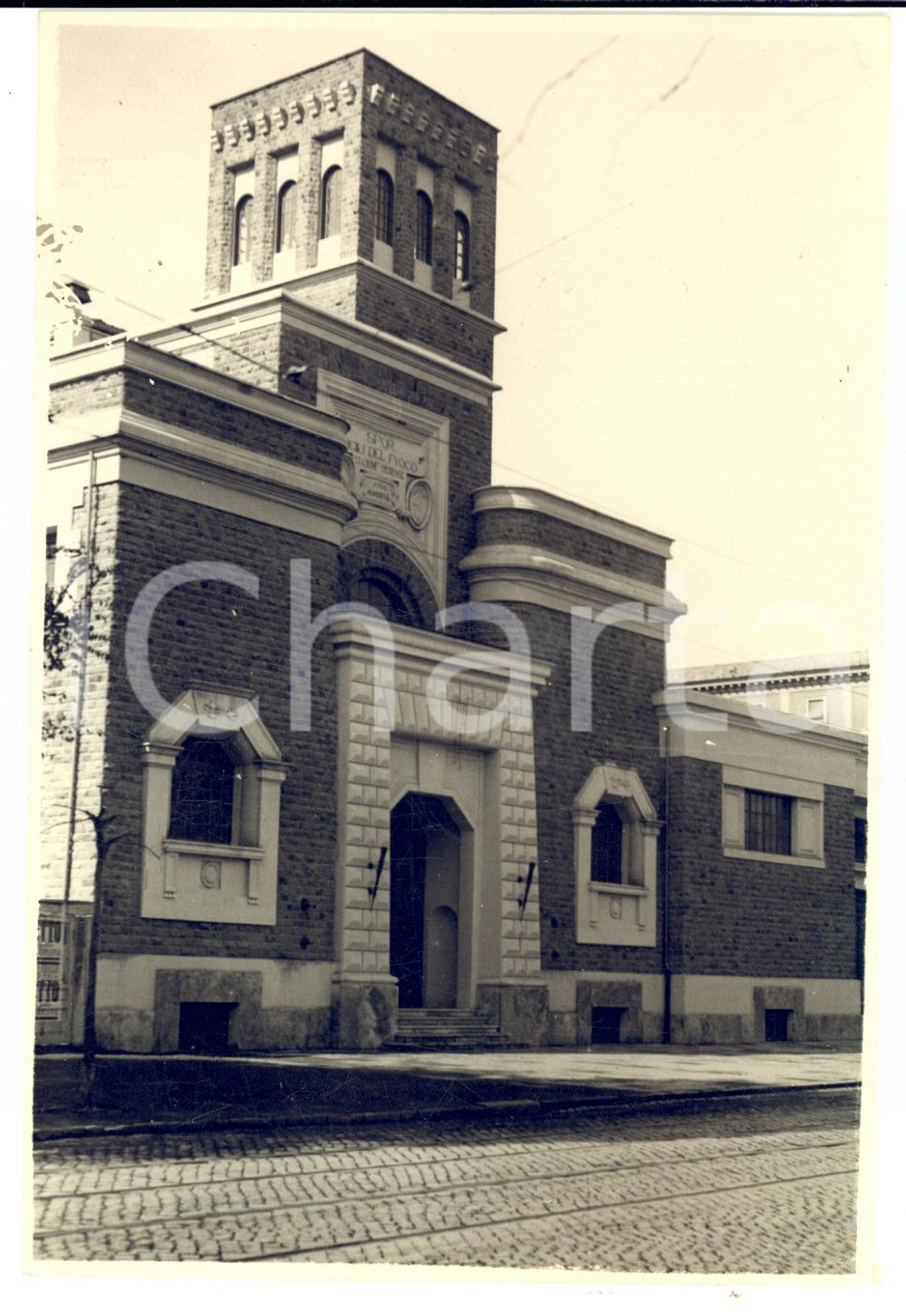 Fotografia d epoca originale 1929 ROMA Rione TESTACCIO OSTIENSE Nuova caserma Vigili del Fuoco Foto SANGIORGI 1
