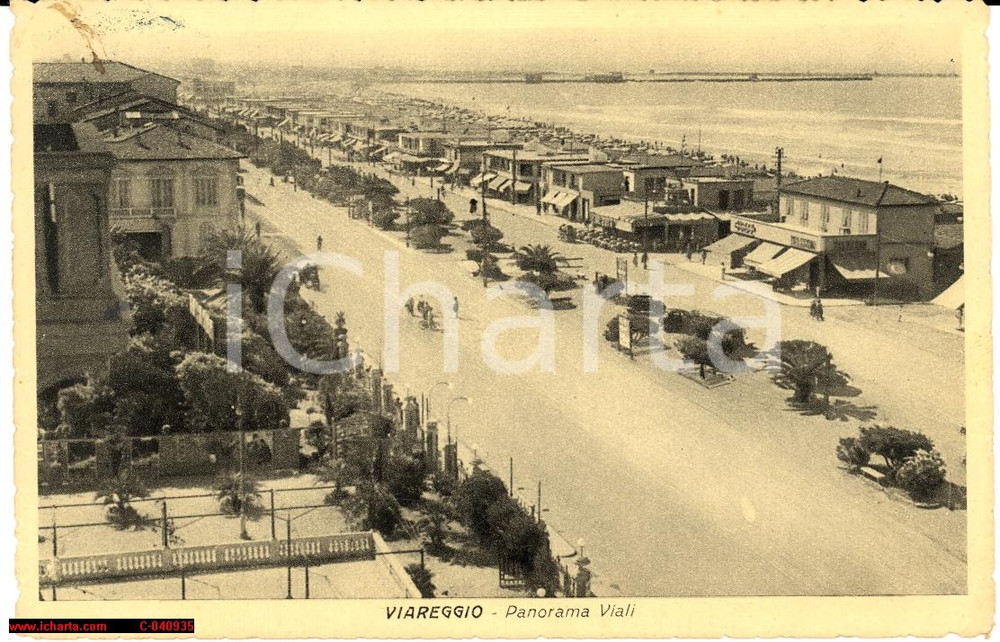 Cartolina originale da collezione 1948 Viareggio - Stabilimenti balneari *Animata 1