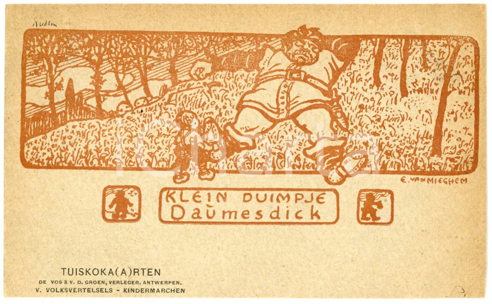 1906 Artist Eugen VAN MIEGHEM - Klein Duimpje - Daumesdick *RRR Rare postcard  Rara cartolina postale d'epoca, illustrata dall'artista Van Mieghem, viaggiata.CONDIZIONI: GFORMATO: FPEDITORE: De Vos &amp; V. D. Groen - Antwerpen    originale e autentica 1