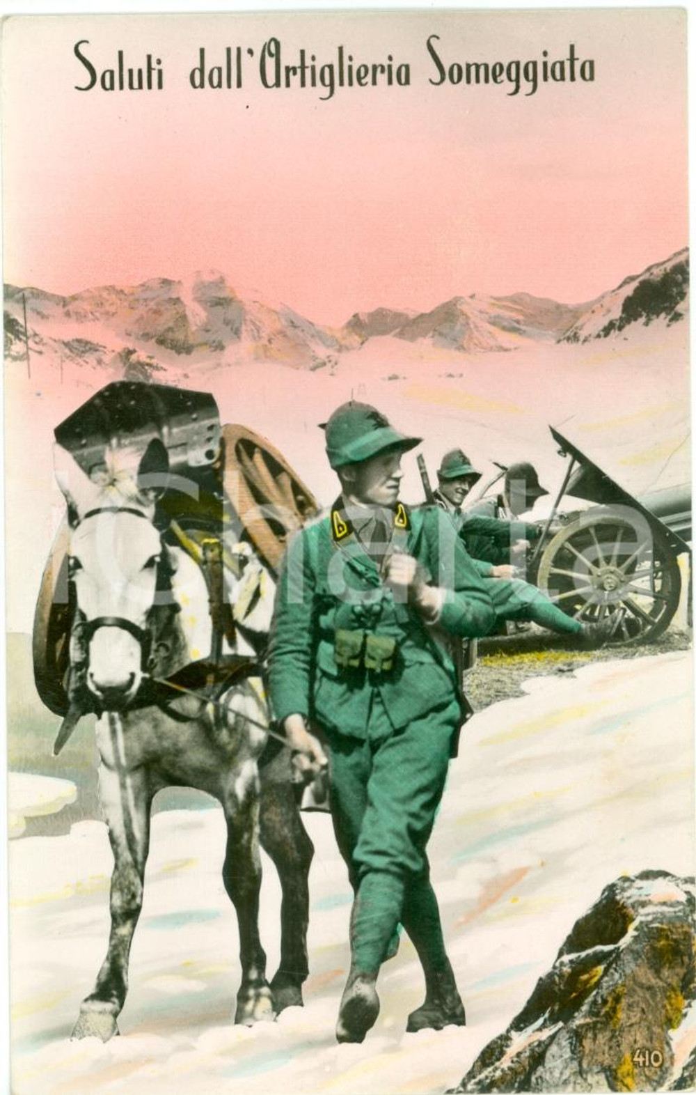 Cartolina originale da collezione 1939 ALPINI Saluti dall'artiglieria SOMEGGIATA *Cartolina FP NV 1