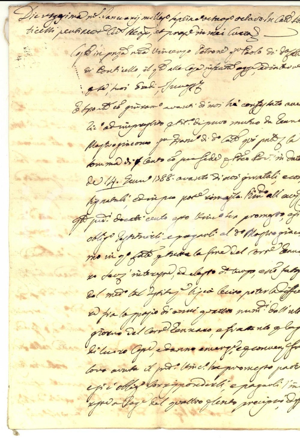 Documento originale, autentico 1788 NAPOLI PONTICELLI Gennaro MASTROGIACOMO presta denaro a Vincenzo PETRONE 1