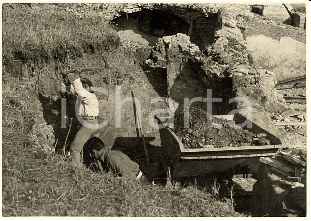 Fotografia d'epoca originale 1938 ROMA L'inizio dei nuovi scavi a OSTIA Foto ANIMATA 1
