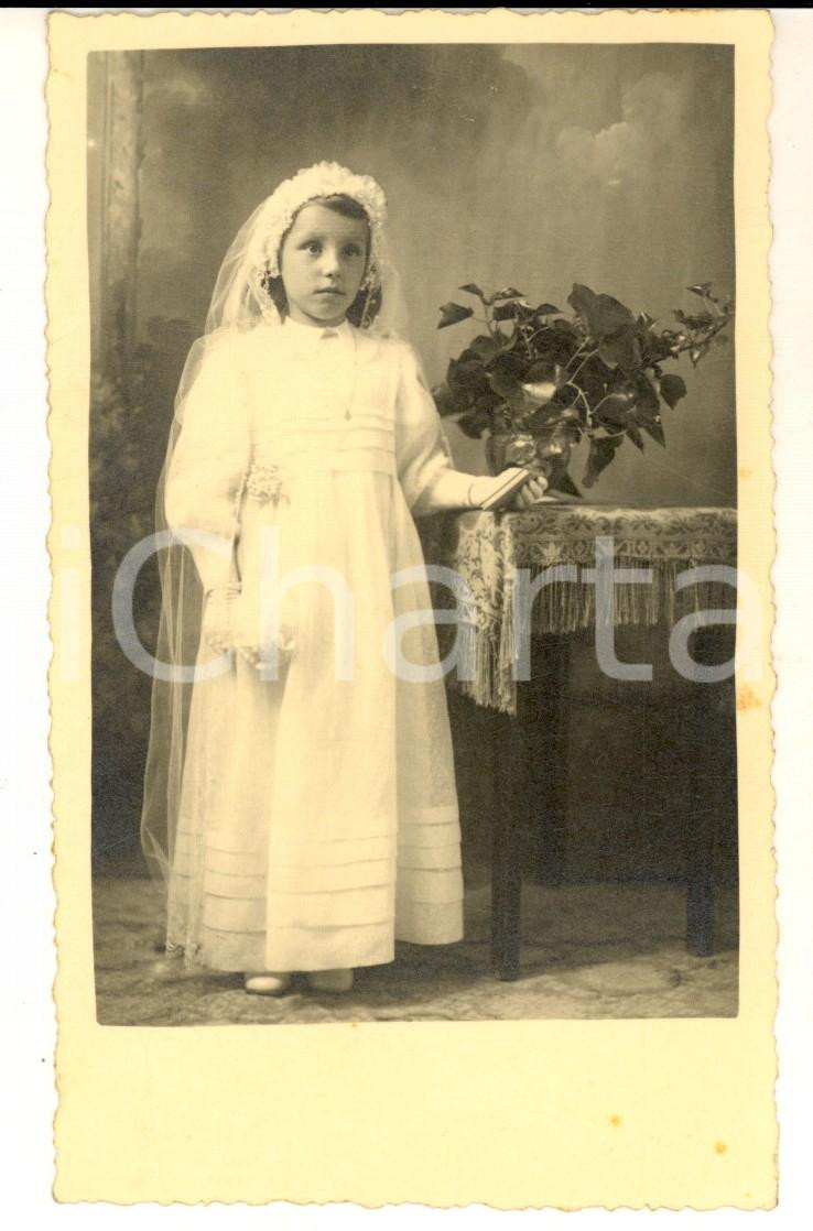 1943 AGAZZANO Ritratto di bambina alla Prima Comunione - Foto cartolina CIVARDI