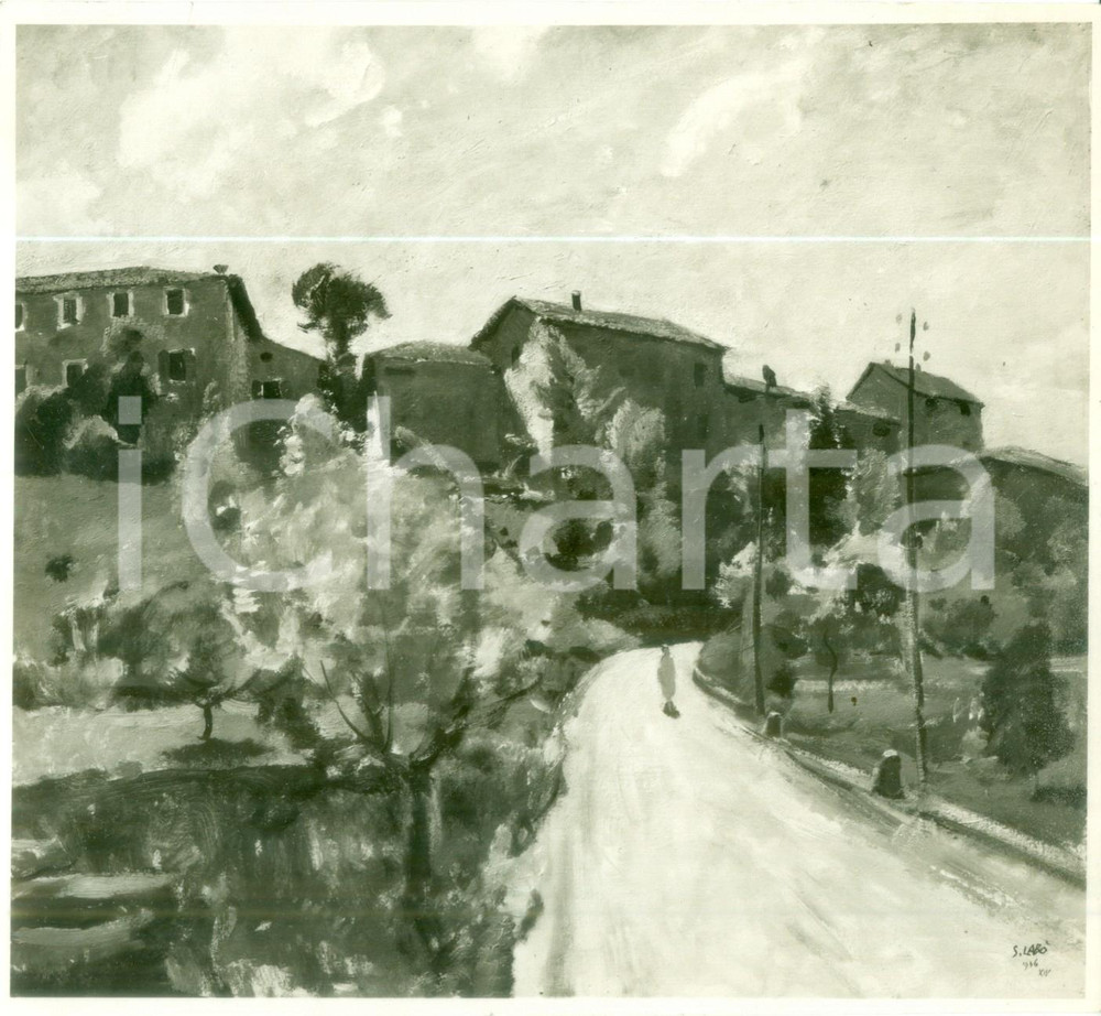 Fotografia d epoca originale 1937 MILANO MOSTRA BELLE ARTI Savino LABÃ’ Paese Fotografia coeva del quadro 1