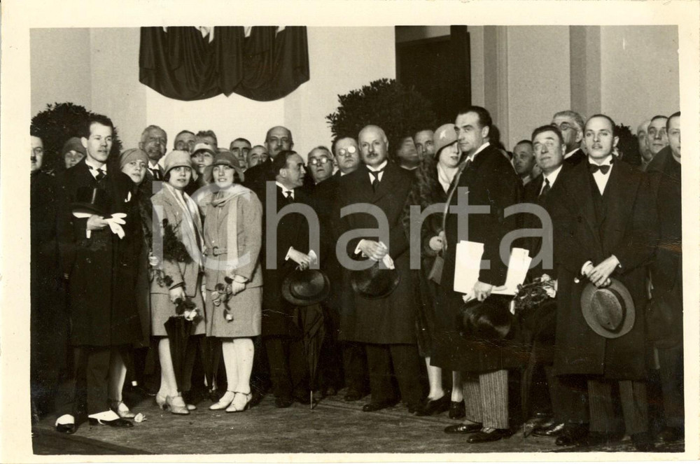 Fotografia d epoca originale 1928 MILANO Giuseppe BELLUZZO e Arnaldo MUSSOLINI a ricevimento X edizione FIERA 1