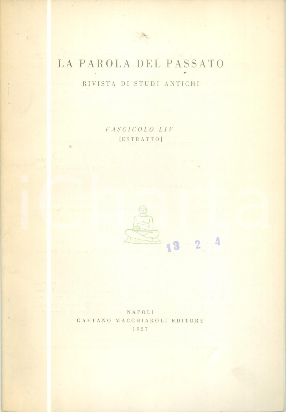 Libro, pubblicazione d epoca 1957 Filippo CASSOLA I Cari nella tradizione greca Pubblicazione 1