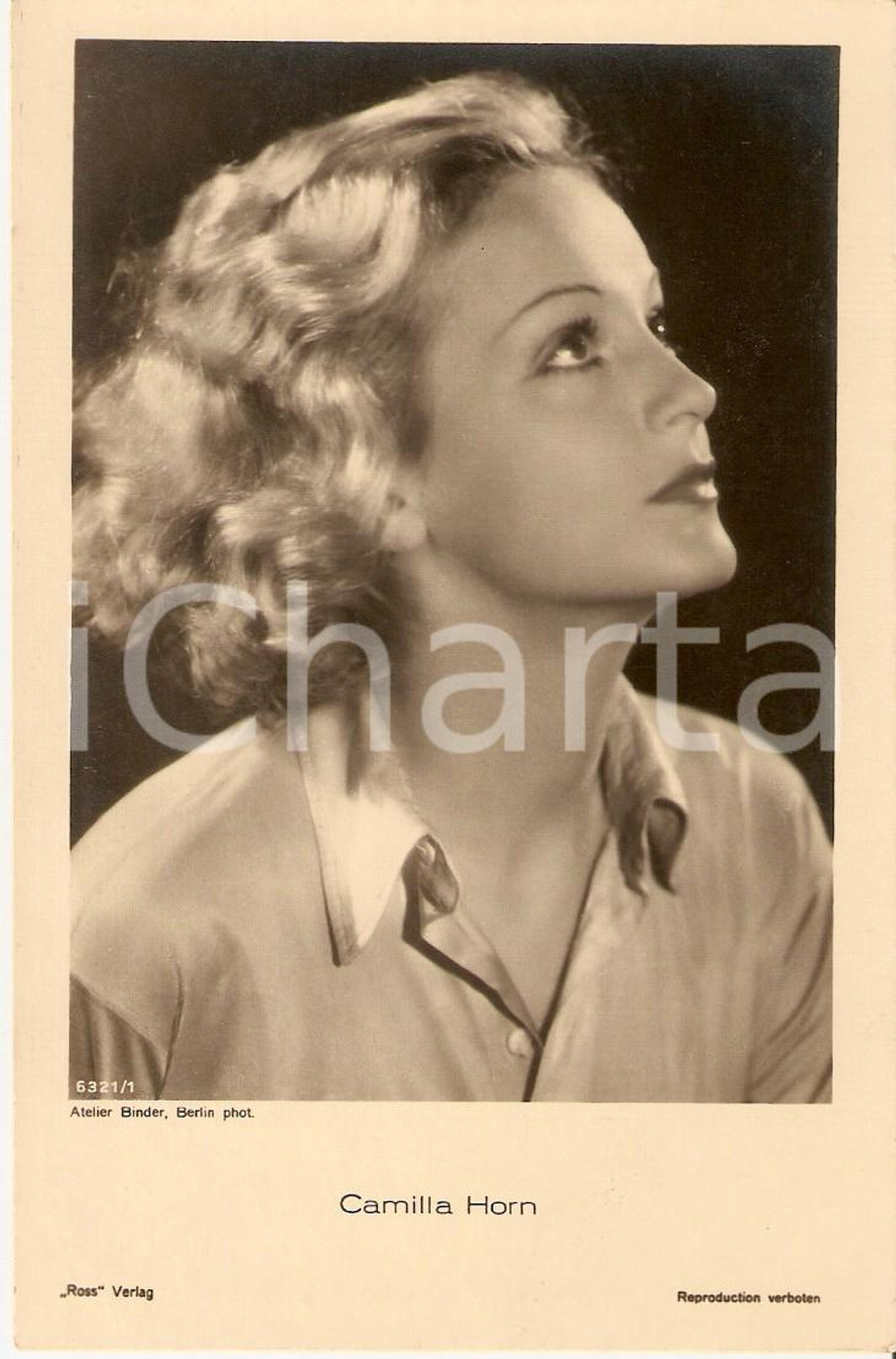Cartolina originale da collezione 1930 ca CINEMA Camilla HORN Ritratto dell attrice Cartolina FP NV 1