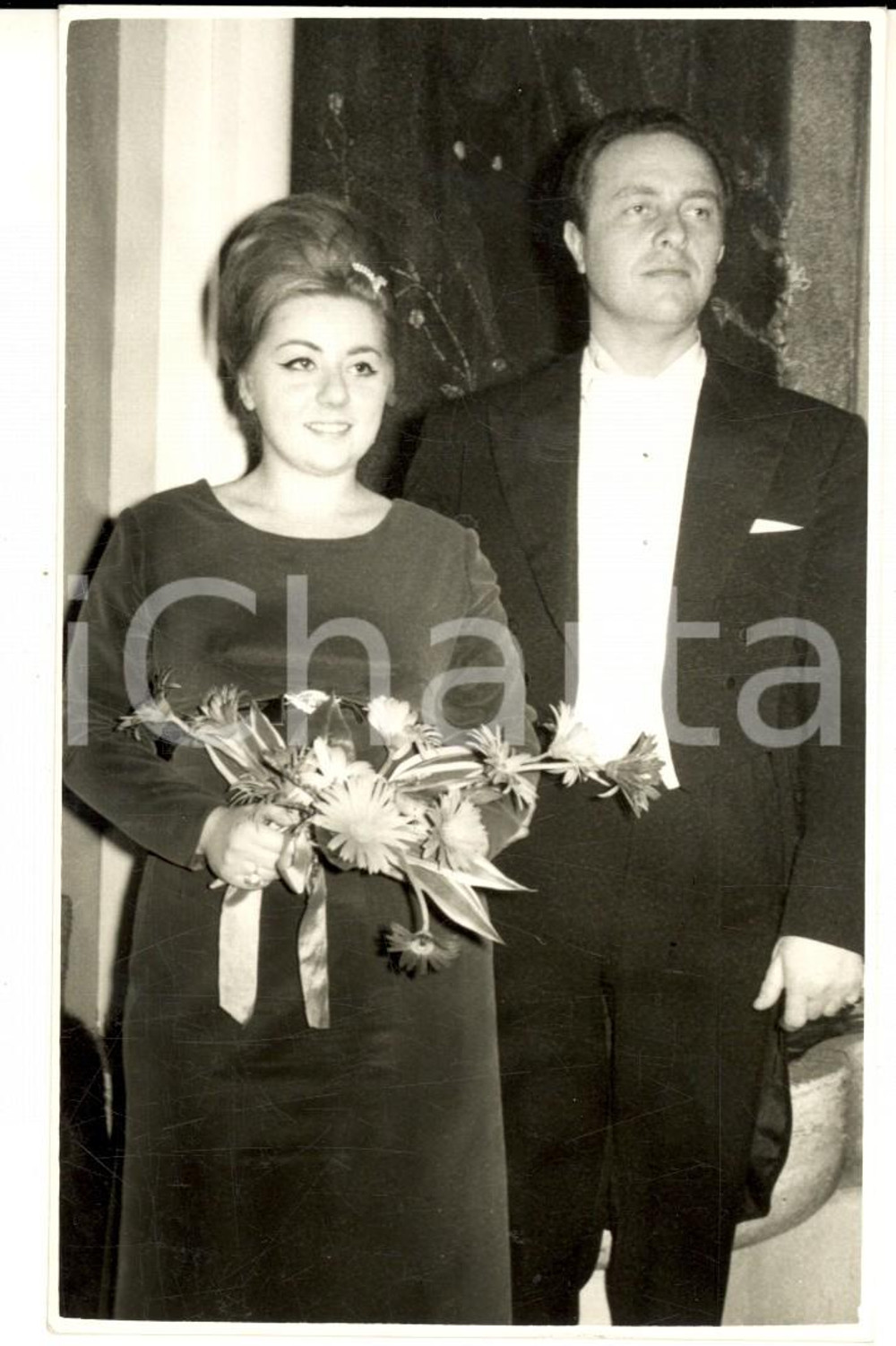 Fotografia d epoca originale 1964 ROTTERDAM LIRICA Cantante Maria Luisa BARDUCCI con Boris CARMELI Foto FP 1