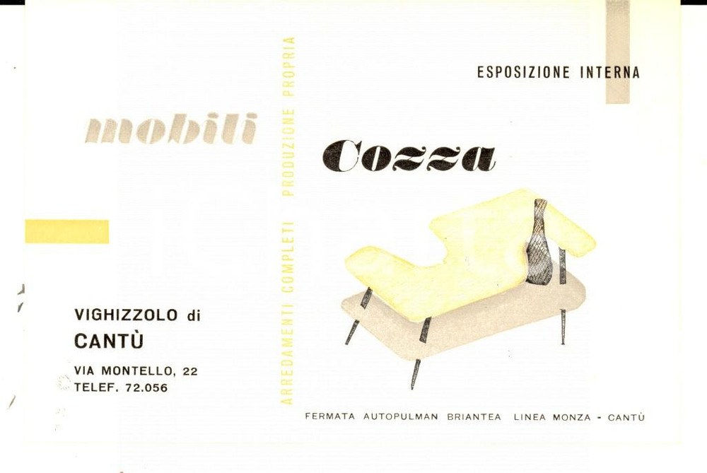 Cartolina originale da collezione 1950 ca VIGHIZZOLO DI CANTU  Mobili COZZA Biglietto pubblicitario VINTAGE 1