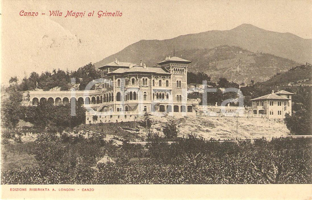 Cartolina originale da collezione 1908 CANZO CO VIlla Magni al GRIMELLO Cartolina FP VG 1
