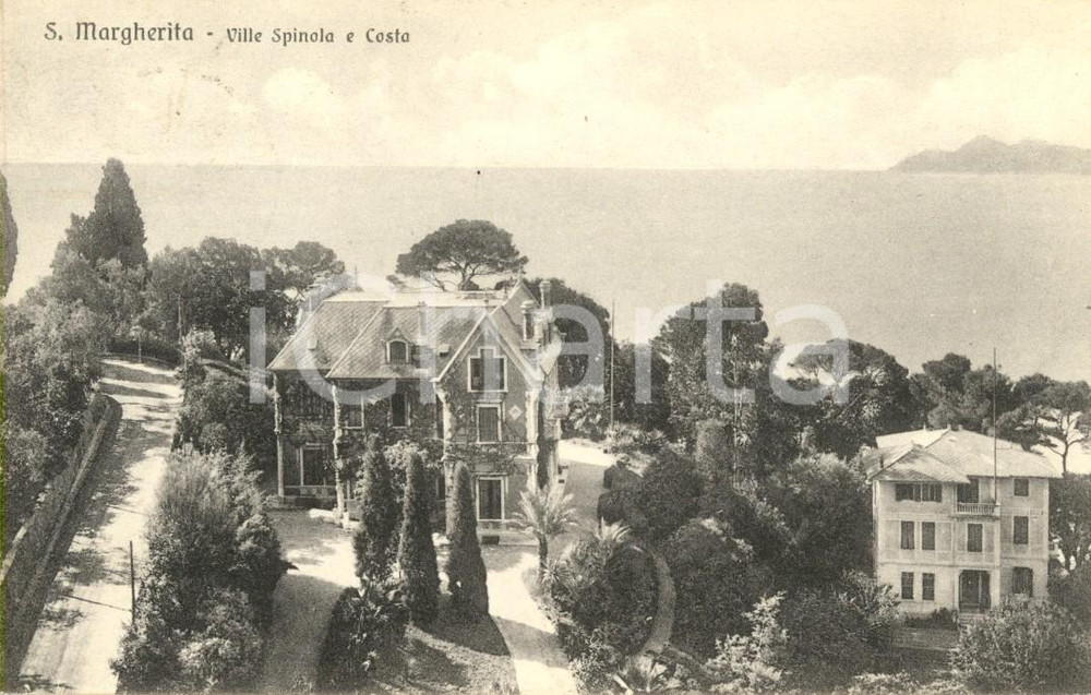 Cartolina originale da collezione 1930 SANTA MARGHERITA LIGURE GE Veduta ville SPINOLA e COSTA Cartolina VG 1