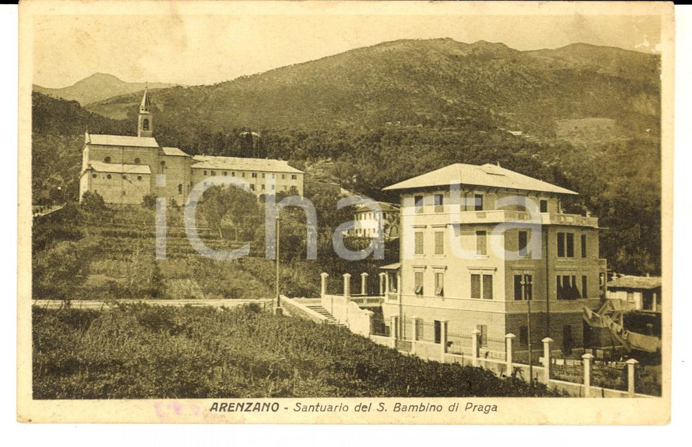 Cartolina originale da collezione 1930 ARENZANO (GE) Santuario del SANTO BAMBINO di PRAGA *Cartolina FP VG 1