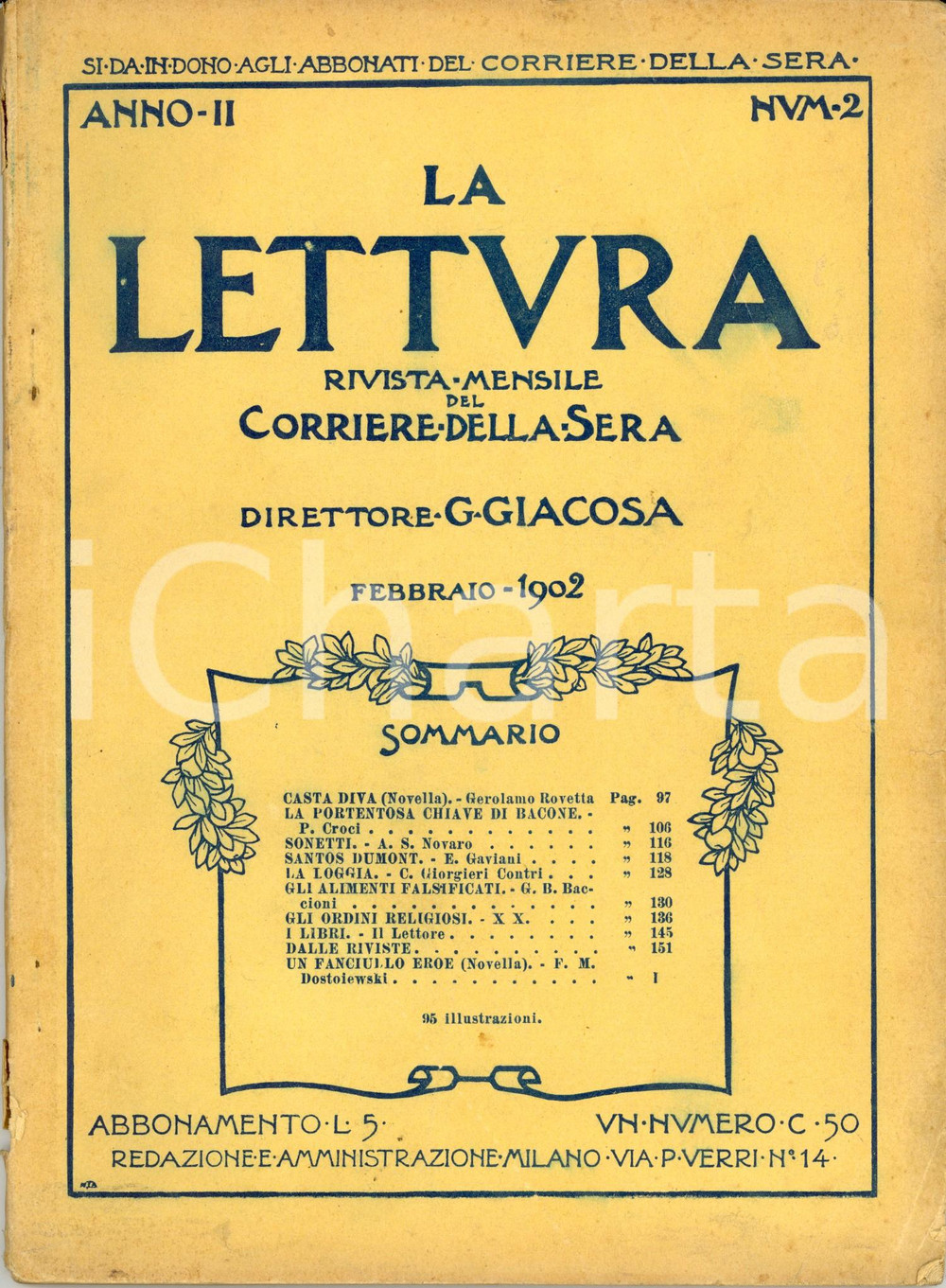 Giornale, rivista storica 1902 LA LETTURA La portentosa chiave di Francesco BACONE ILLUSTRATA Anno II n°2 1