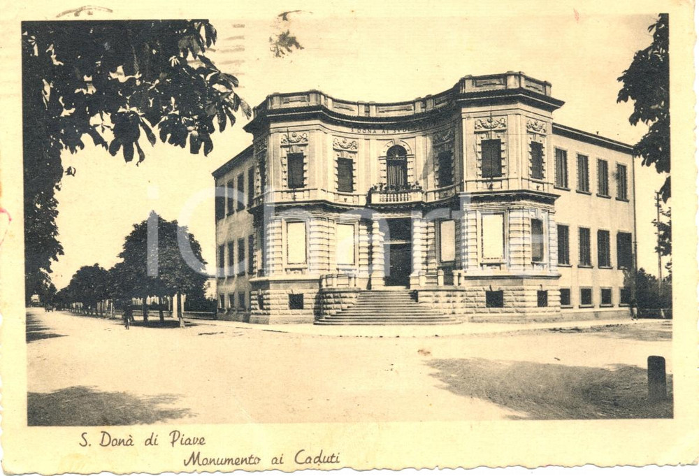 Cartolina originale da collezione 1945 SAN DONA DI PIAVE VE Casa riposo MONUMENTO CADUTI GUERRA Cartolina FG VG 1