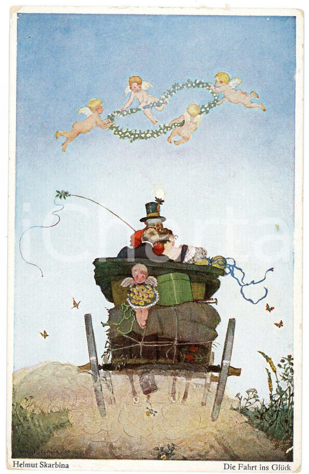 1920 ca Artist Helmut SKARBINA Die Fahrt ins Gluck - Postcard FP NV  Cartolina postale d'epoca, non viaggiata. FAIR/discreto Lievi smussature agli angoli Formato: FP originale e autentica 1