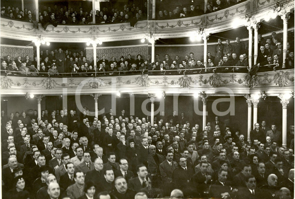 Fotografia d epoca originale 1937 MILANO Teatro FILODRAMMATICI  Autarchia  Raduno Commercianti FOTO DOPPIA 1
