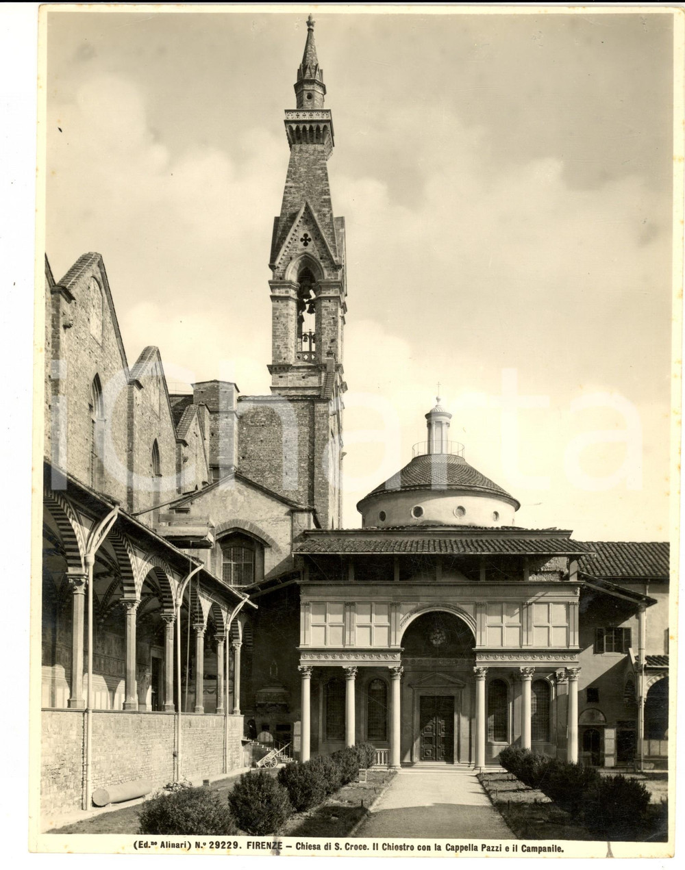 Fotografia d epoca originale 1930 ca FIRENZE S. Croce  Cappella PAZZI e campanile Foto ALINARI 19x25 1